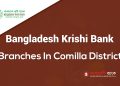 Bangladesh Krishi Bank Branches In Comilla District